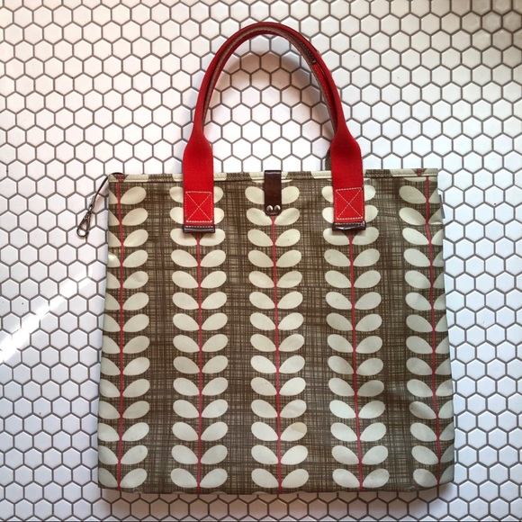 Oral Kiely Red Flower Tote - Picture 1 of 8